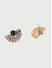 Toniq Gold & Black Stone Half Circle Dainty Stud Earrings For Women
