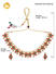 Ethnic Traditional Gold,Fuchsia and Green Stone Studded Temple Jewellery Set For Women(1 Necklace+1 Pair Earrings)