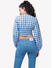 Blue Checked Crop Top