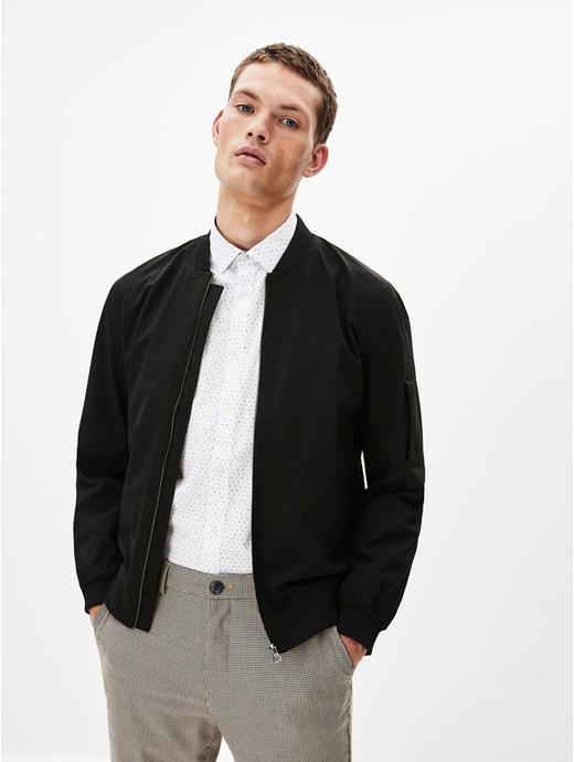 solid black bomber jacket