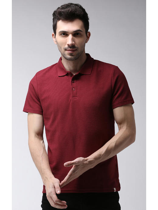 Burgundy Solid Polo T-Shirt