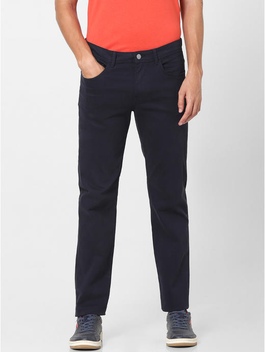 Slim Fit Solid Casual Pants