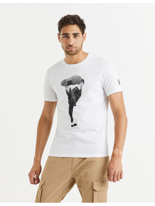 White Bruce Lee Print Tshirt