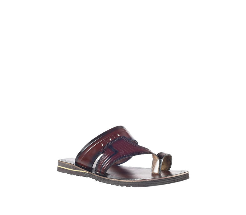 Khadim Maroon Leather Slip-On Sandal for Men 