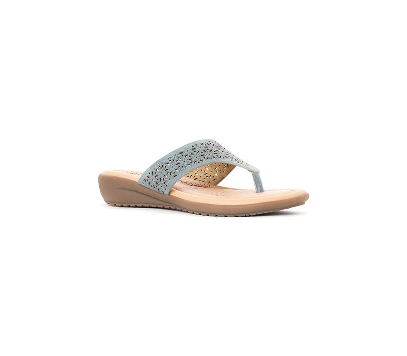 Softouch Blue Flat Slip On Sandal for Women