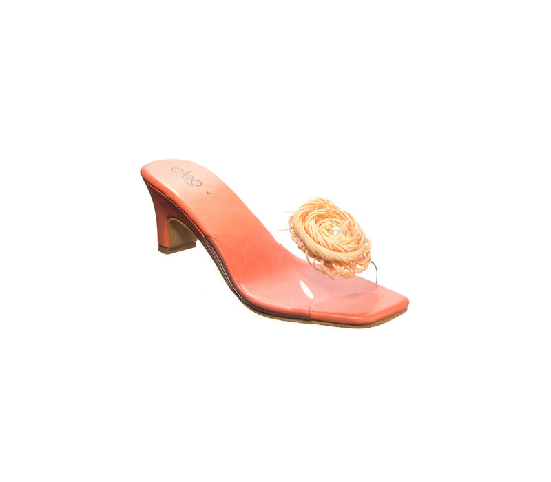 Cleo Peach Casual Vintage Mule Heels for Women