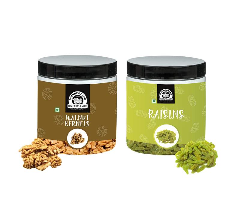 350g Dry Fruits Food Grade Reusable Jars (Raisins 200g with Walnut Kernels 150g)
