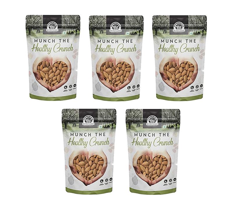 Wonderland Foods (Device) Raw California Healthy Dry Fruits Nut Almonds, 100g (pack of 5)