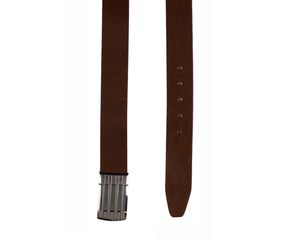 Khadim Men Brown Leather Belt (Resizable)