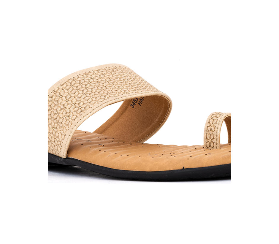 Softouch Beige Flat Slip On Sandal for Women
