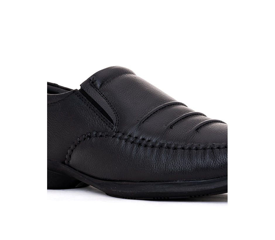 British Walkers Black Leather Slip On Formal Shoe for Men