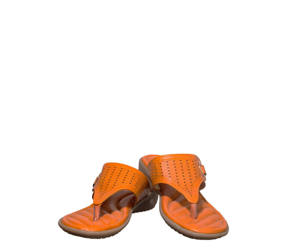 Softouch Women Orange Flat Slip-On 