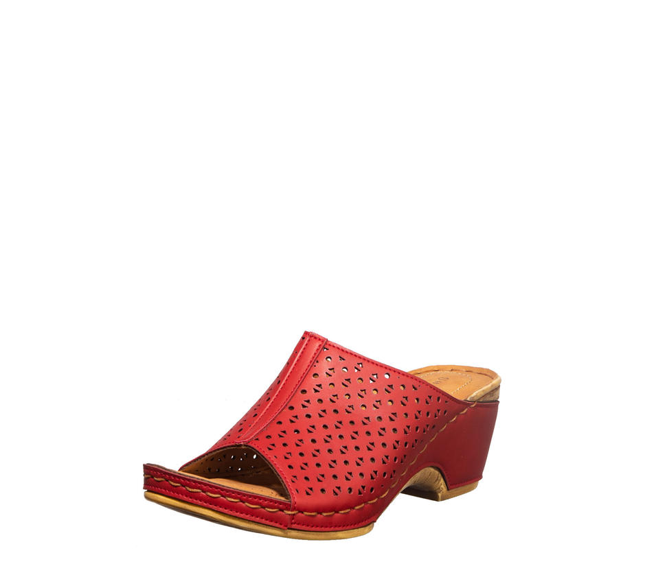 Sharon Red Casual Mule Heels for Women