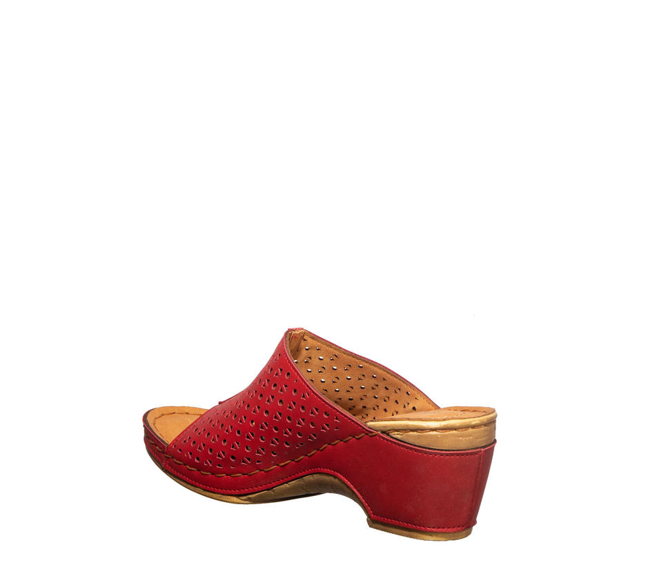 Sharon Red Casual Mule Heels for Women