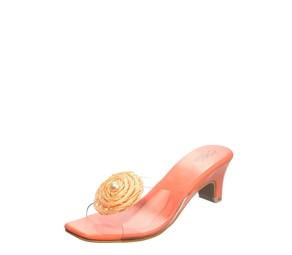 Cleo Peach Casual Vintage Mule Heels for Women