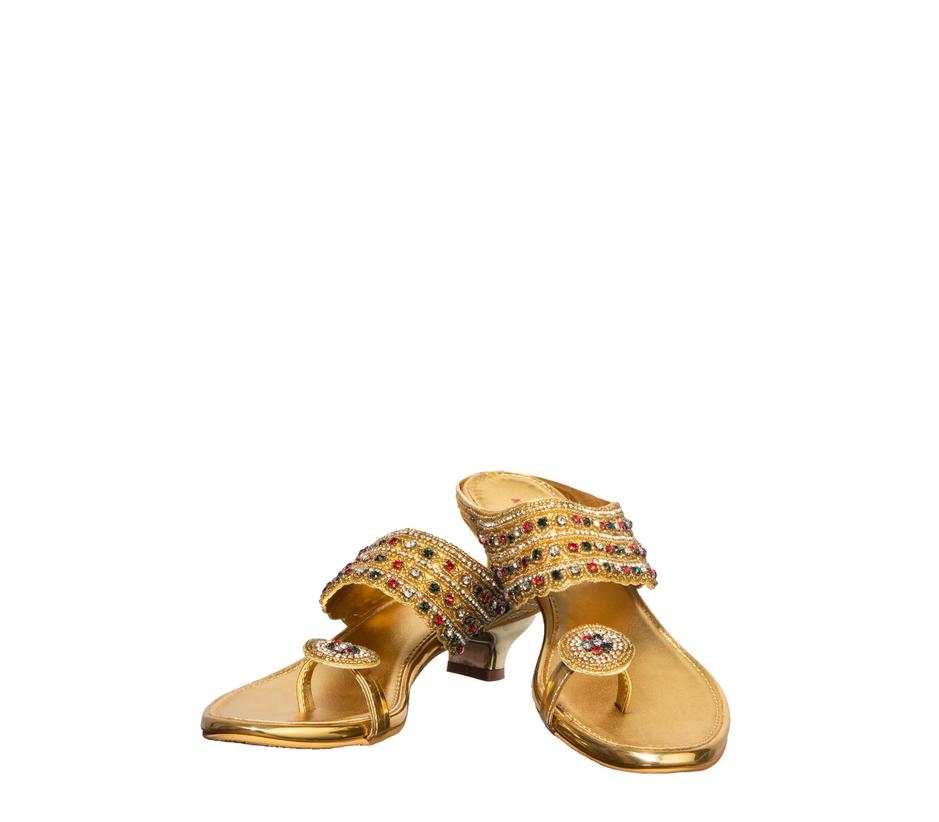 Khadim Women Gold Heel Slip-On