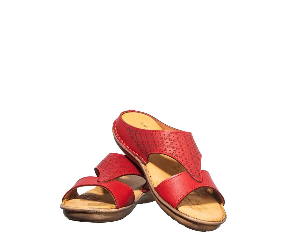 Softouch Red Casual Mule Flats for Women 