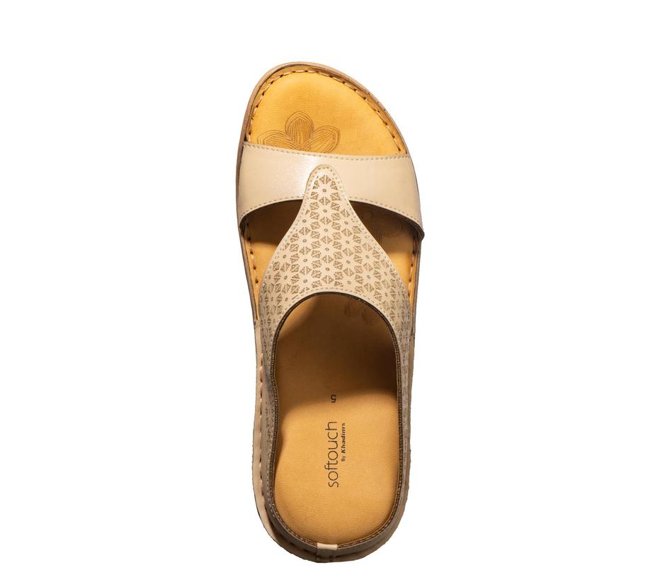 Softouch Beige Casual Mule Flats for Women 