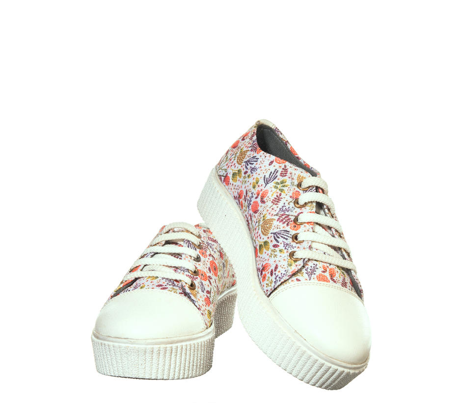 Khadim White Casual Sneakers for Women