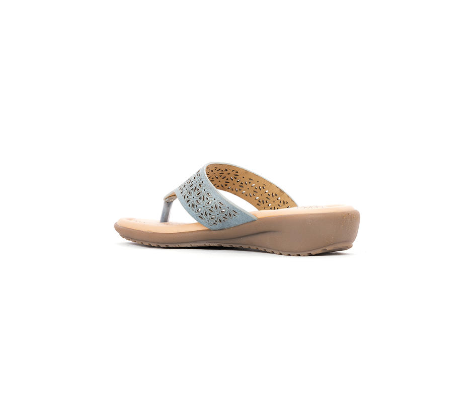 Softouch Blue Flat Slip On Sandal for Women