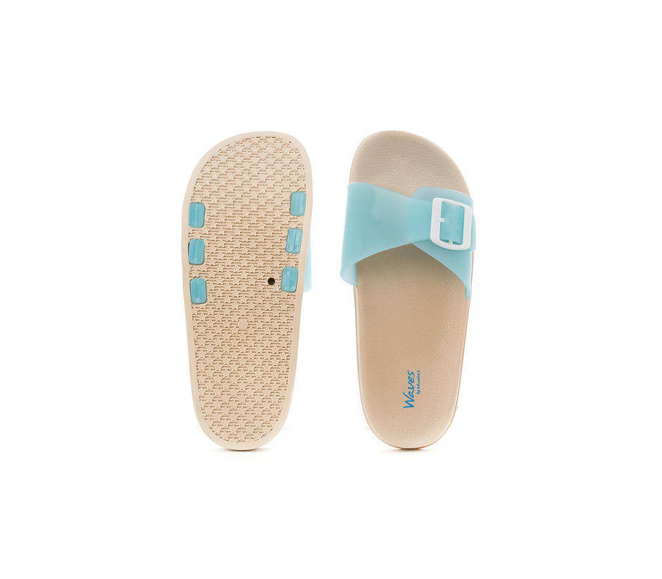 Waves Blue Slide Slippers for Women