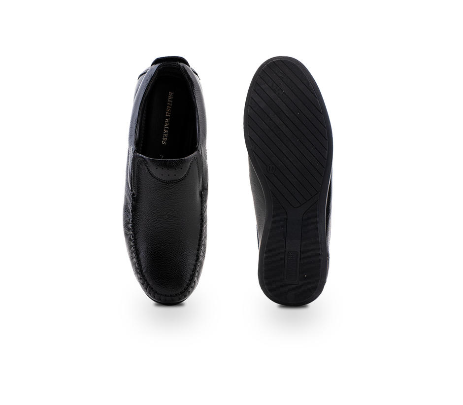 British Walkers Black Leather Slip-On Formal Shoe for Men