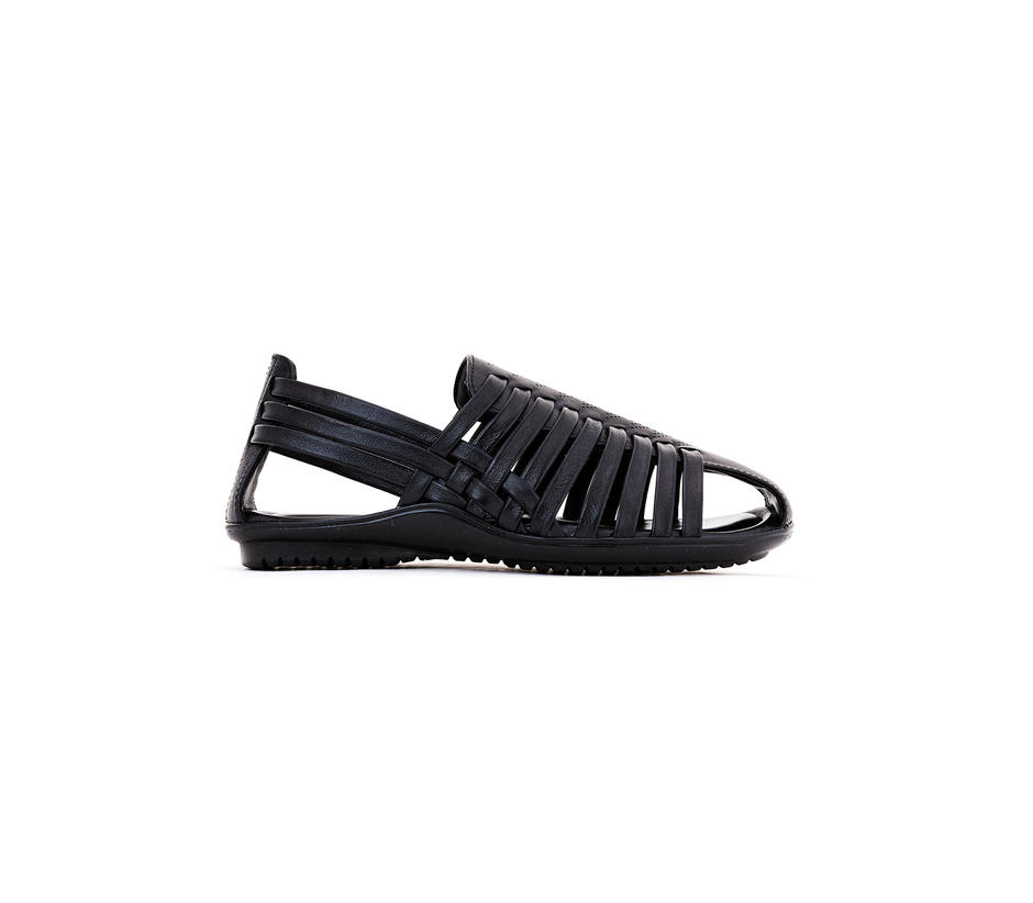 Lazard Black Leather Gladiator Sandal for Men