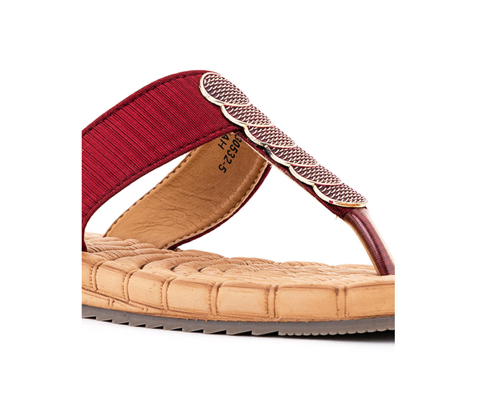 Cleo Maroon Flat Slip On Sandal for Women