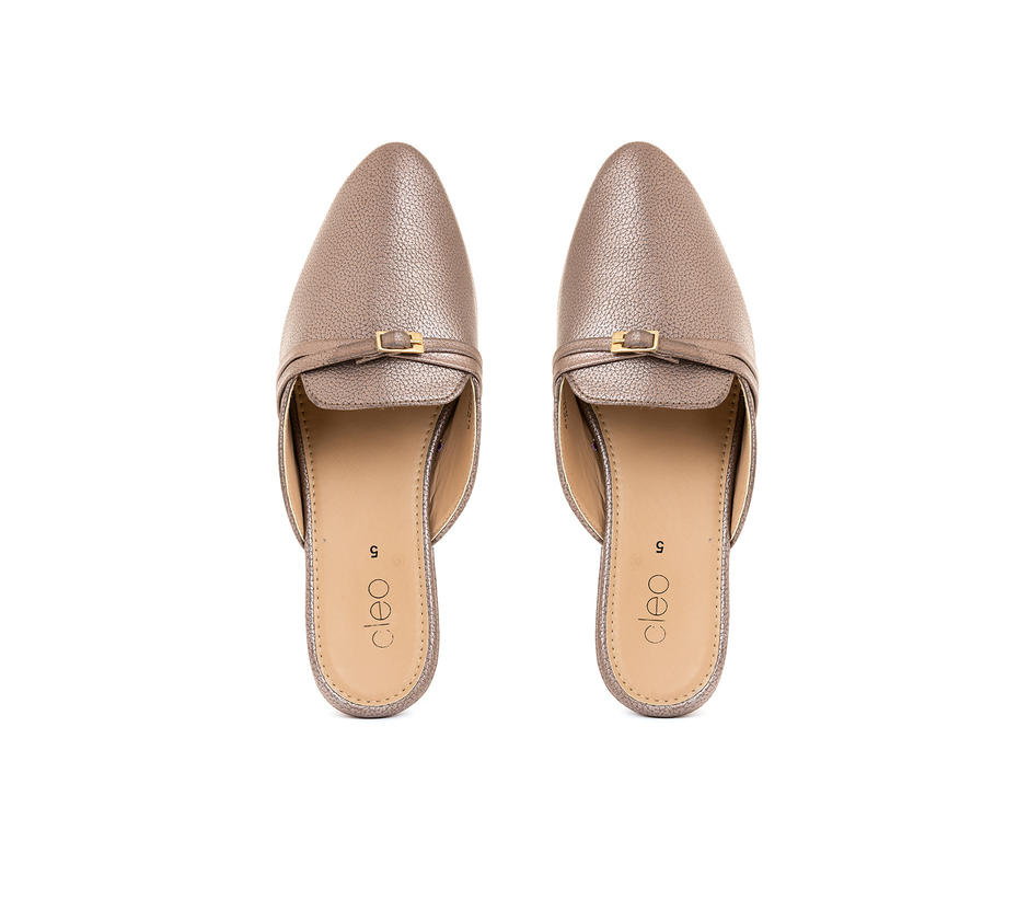 Cleo Grey Mule Flat Sandal for Women