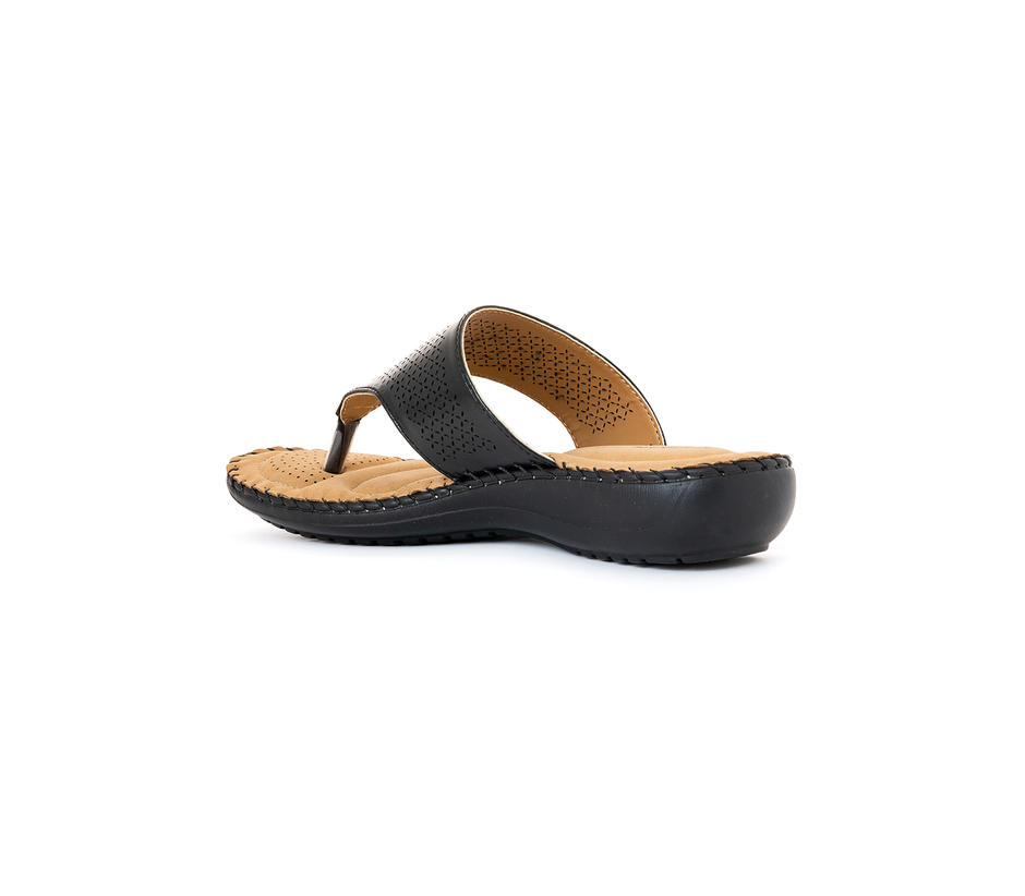 Khadim Black Flat Slip On Sandal for Women