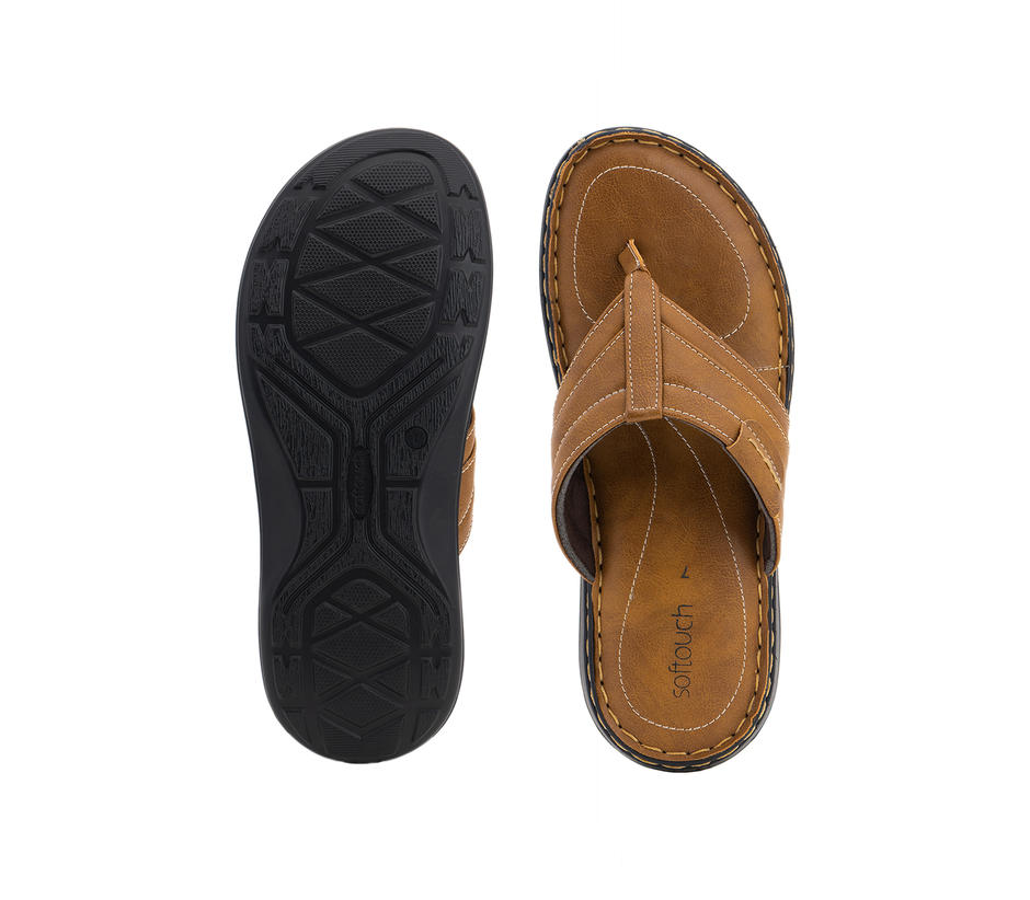 Softouch Tan Casual Slip-On Sandal for Men