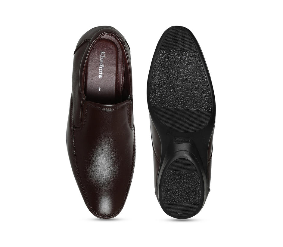 Khadim Brown Leather Slip-On Formal Shoe for Men 