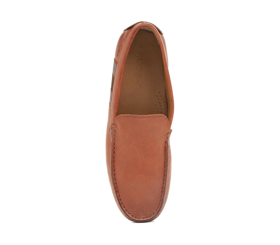 AORFEO Leather Loafer Shoes for Men Tan LO3010