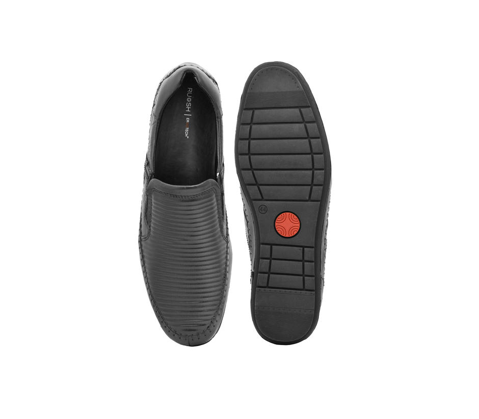 Ruosh Men Black Textured AMALFI 008A Leather Loafers