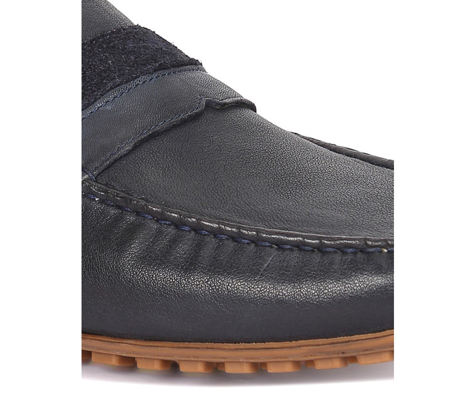 Ruosh Men Navy Blue Leather Driving Shoes