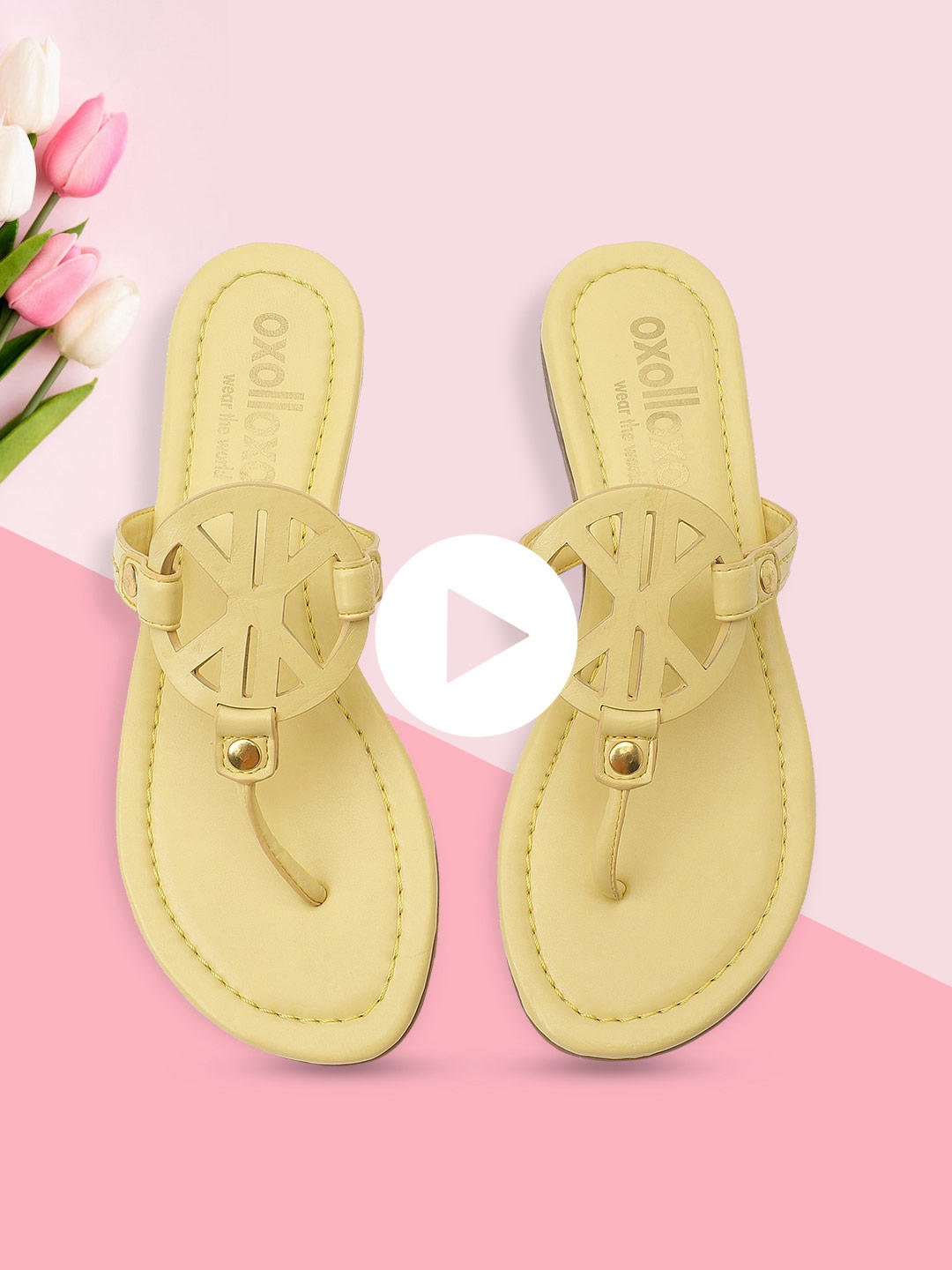 Yellow T-Shape Open Back Flat Sandals